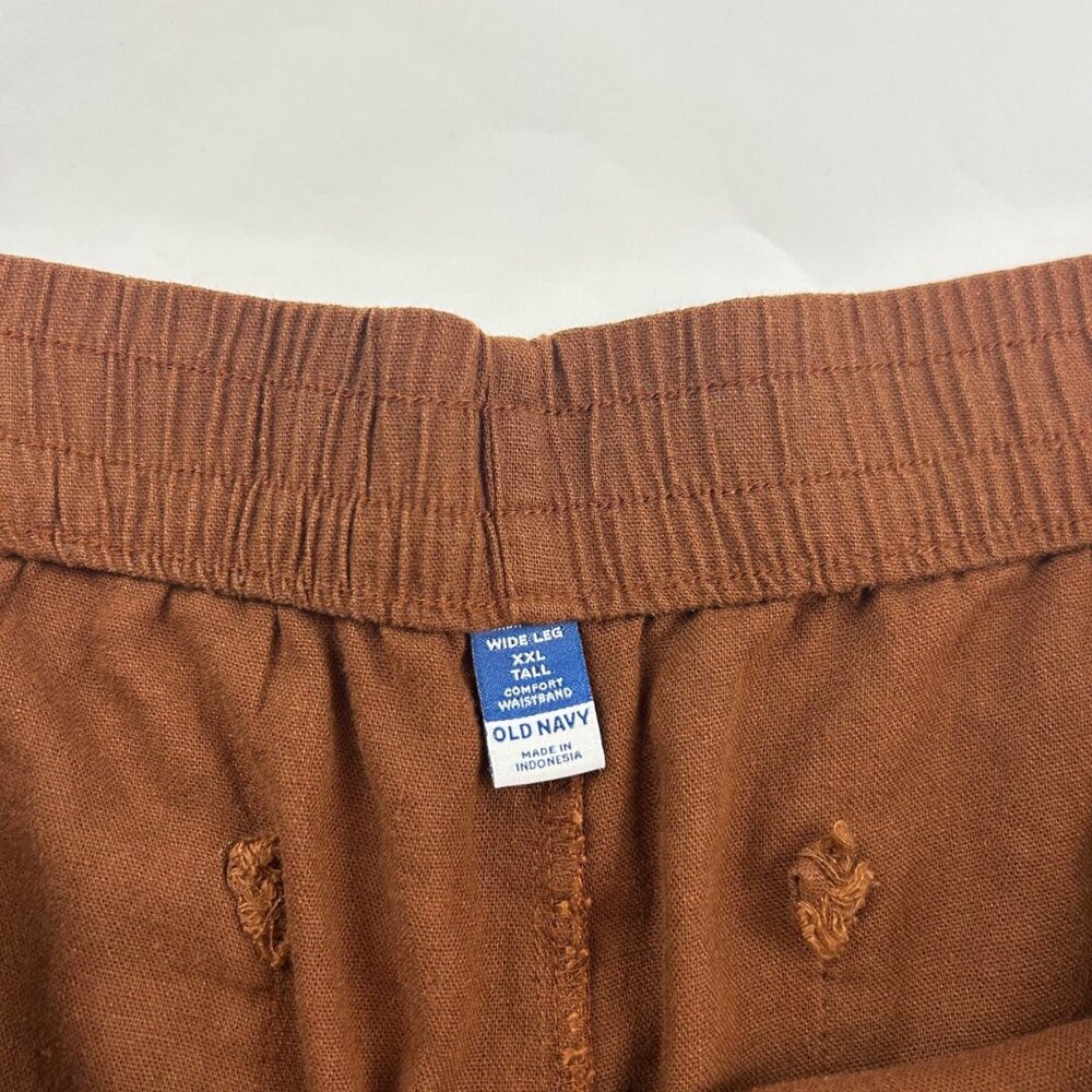 TALL Old Navy Precious Earth Brown Linen Blend Wide Leg Lounge Pant XXLT - Picture 4 of 7